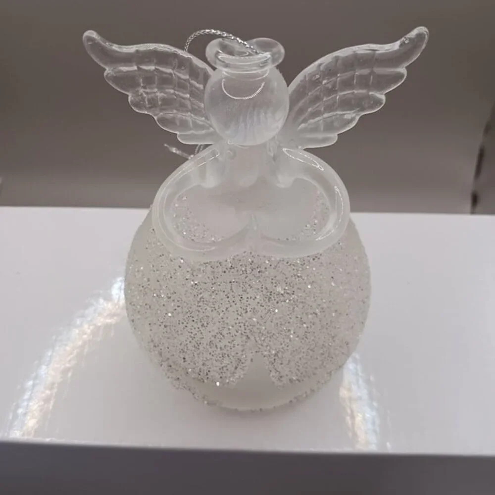 Bogo glass star angel with lovely frosted  glitter holding heart
